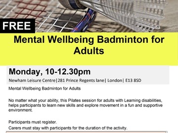 Free: Adult Mental Wellbeing Badminton
